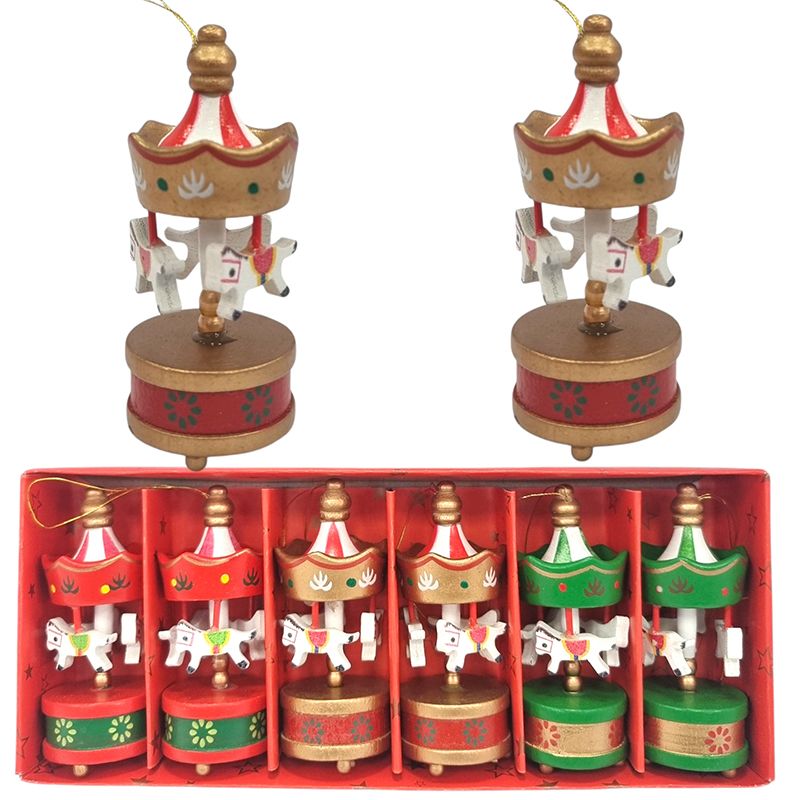 Decoratiune Craciun carusel, engros 6/buc pe set 8 cm inaltume