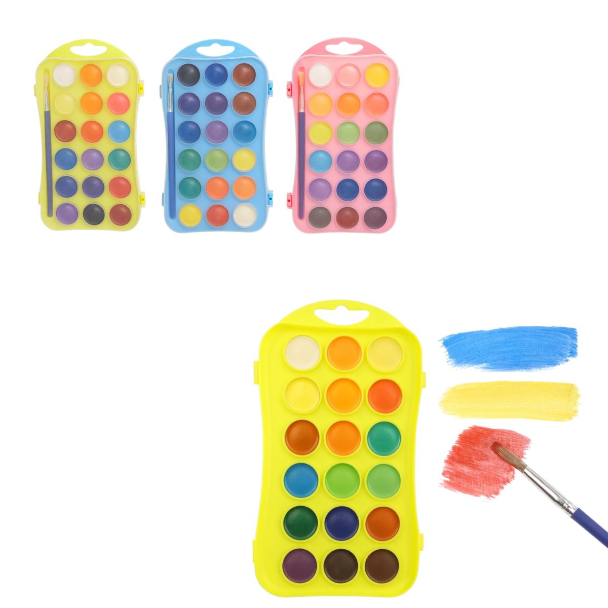 Acuarele 18 Culori în Trusă Plastic 20x10cm cu Pensulă, Diferite Culori Engros
