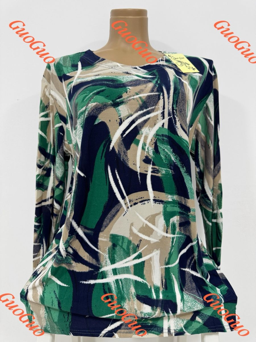Bluza lunga de lycra Engros pentru femei, cu imprimeu