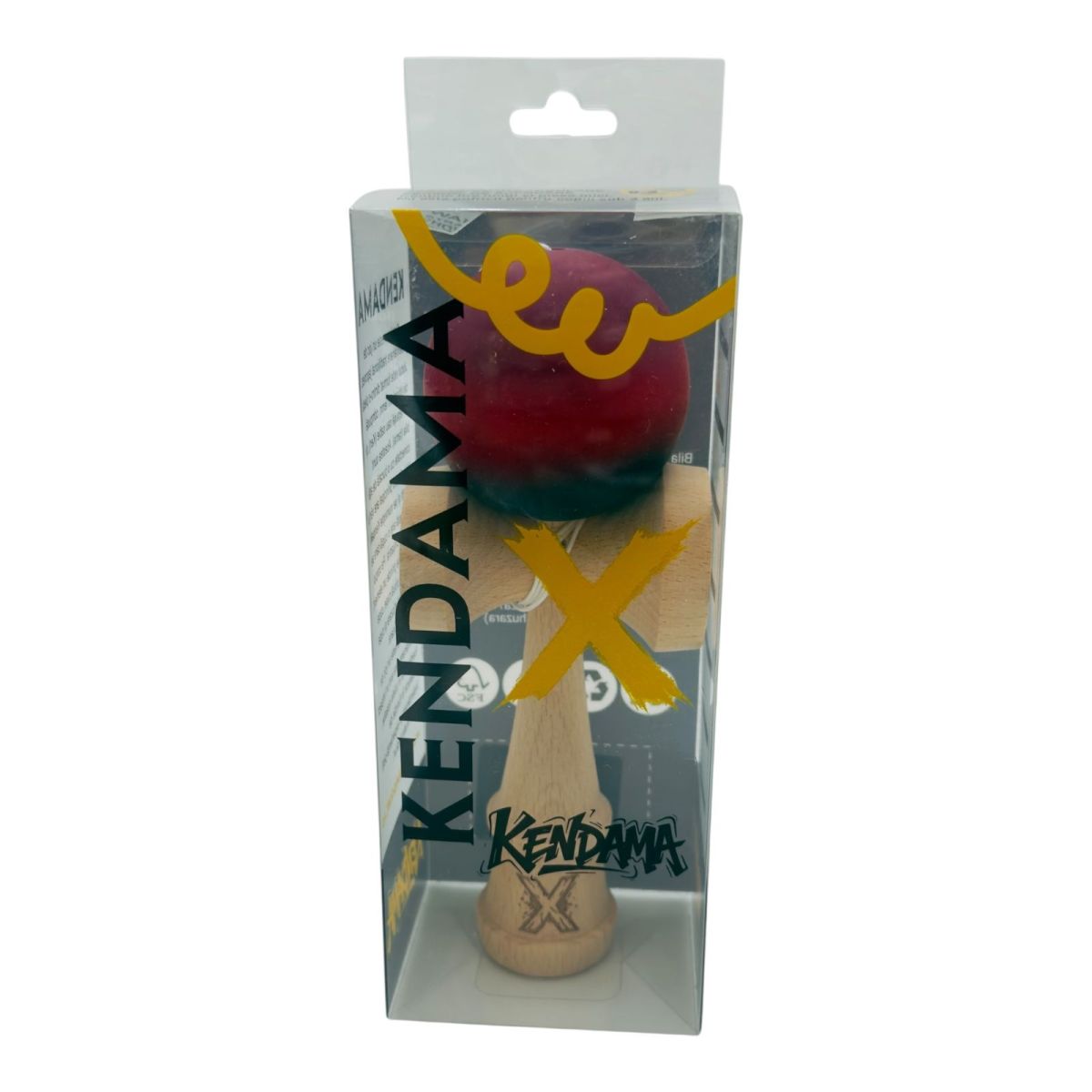 Kendama X din lemn natural, bila soft touch, culori combinate, ambalaj individual, en-gros