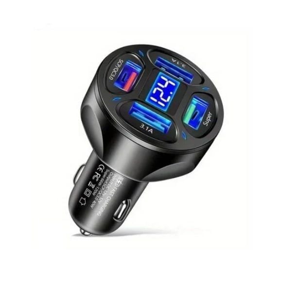 ADAPTOR INCARCARE TELEFON AUTO ELWORLD 66W 4 X USB QC 3.0