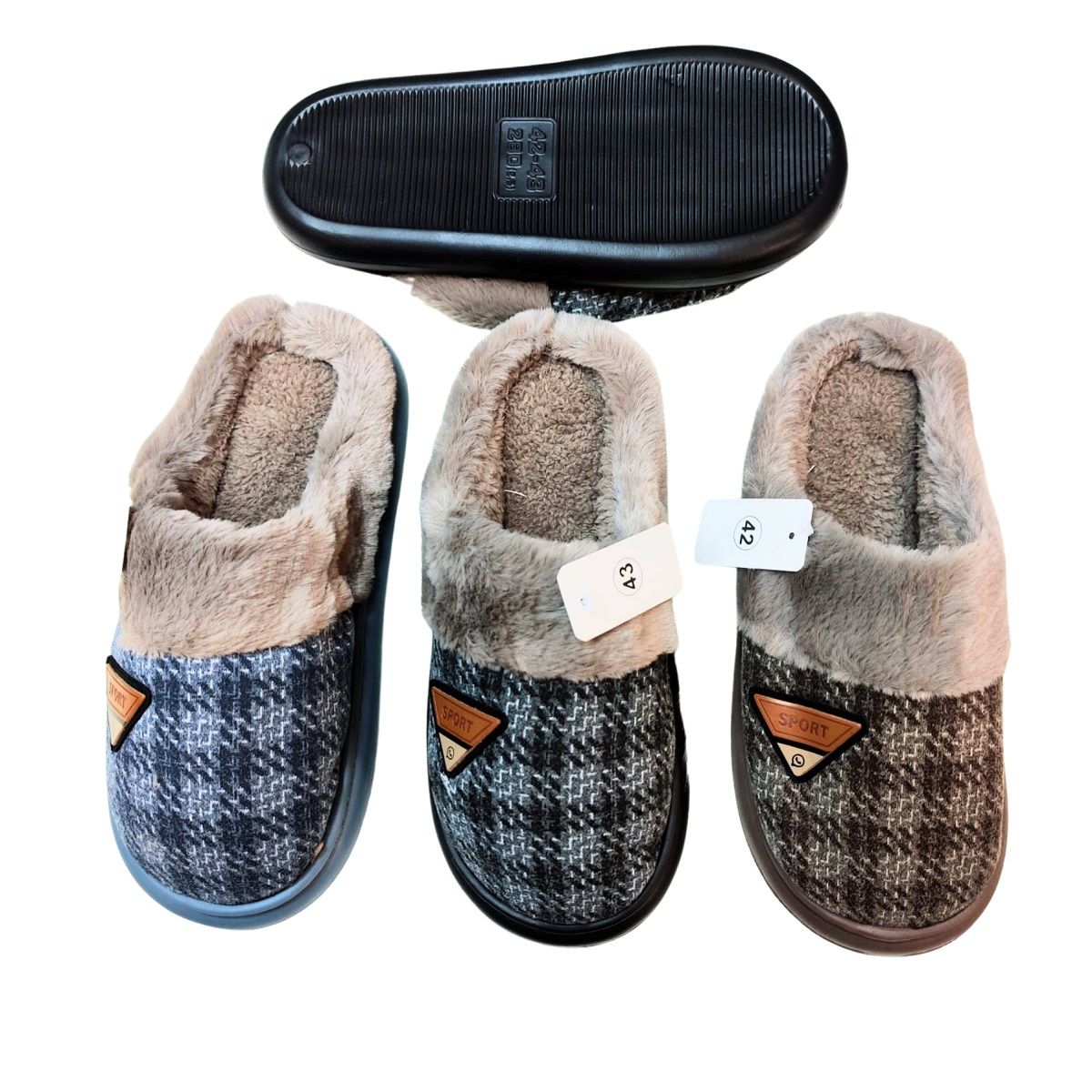 Papuci Interior Barbat, Model Clasic, Textil Moale, Guler Blana Sintetica, Interior Calduros, Talpa Flexibila, Engross ,Marimi 40-45, 12buc/ serie