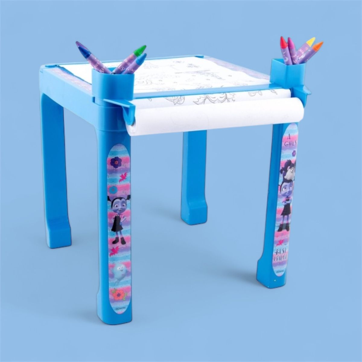 Masă de colorat Vampirina cu rolă de hârtie 5 m și set creativ – 34x39x34 cm,En-gros