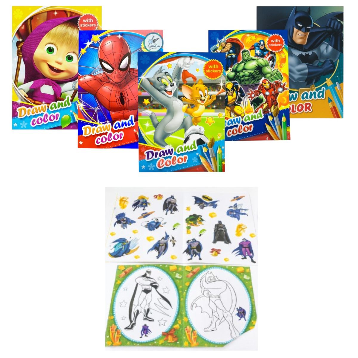 Cărți de Colorat 12/set cu Stickere, 28x21cm Diferite Modele Engros