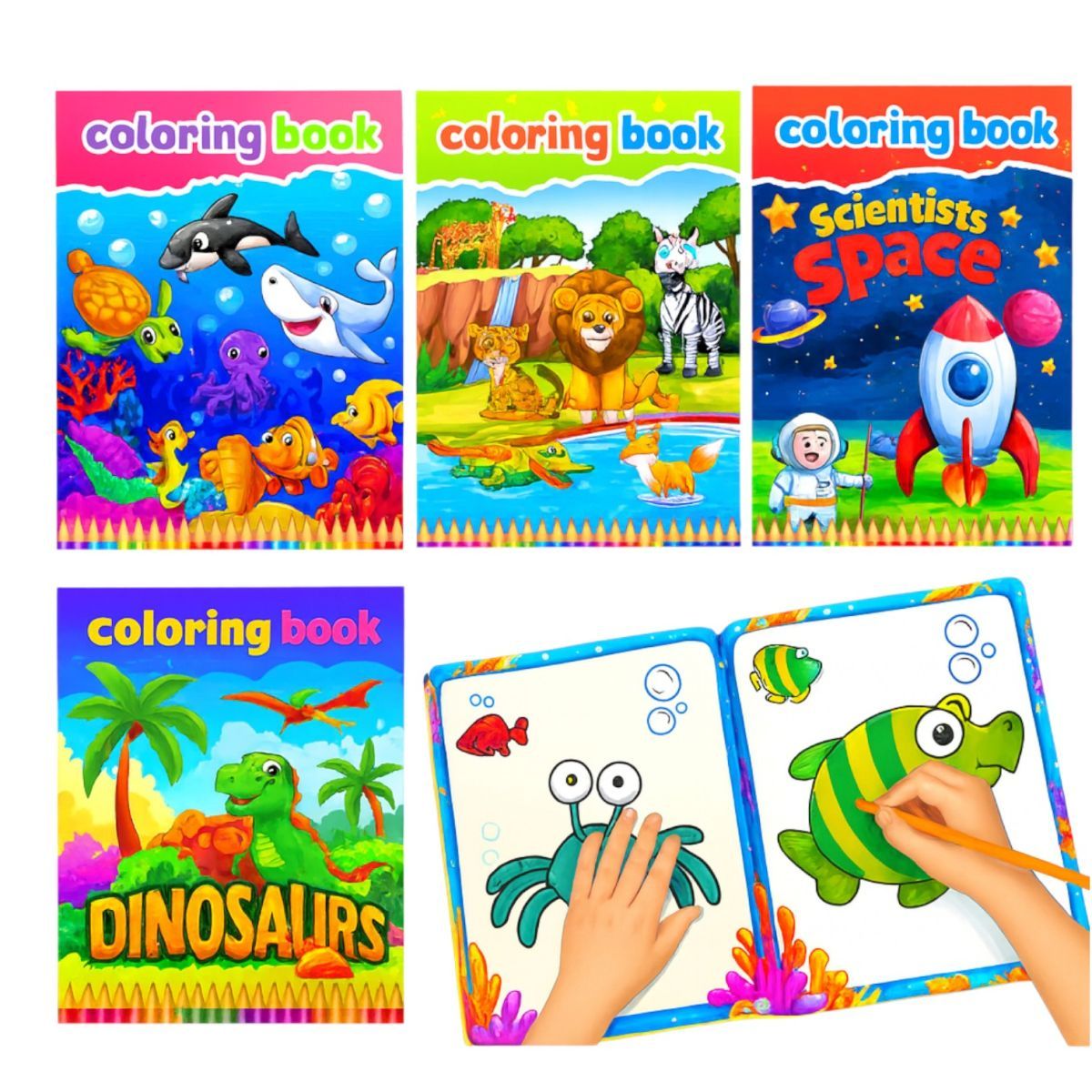 Cărți de Colorat 12/set Diferite Modele, 28x21cm pentru Copii Engros