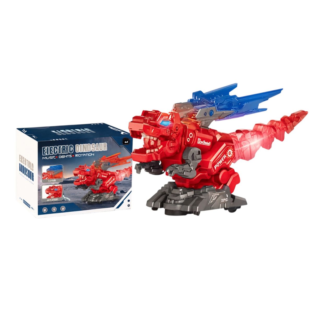 Dinozaur Electric 21x12x13cm Interactiv cu Lumină, Sunet și Mișcare Rotativă 360° pentru Copii Engros