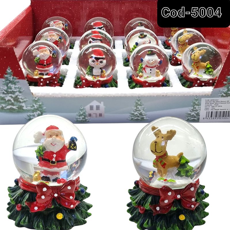 Globulete decorative de sarbatoare sticla, engros 12/buc pe set cu imagini diverse 5 x 6 cm
