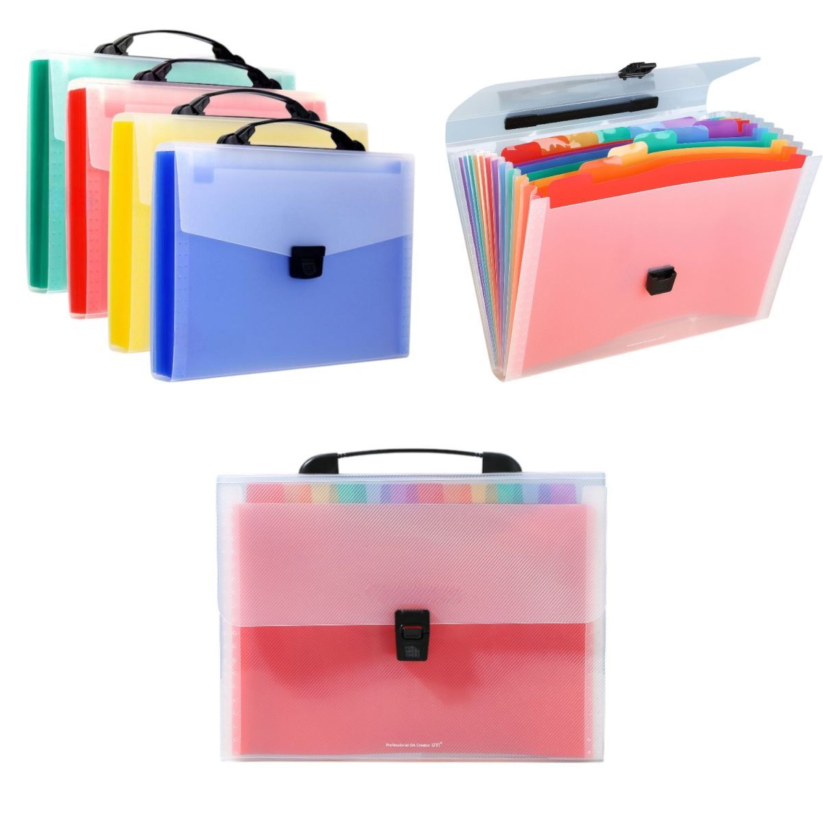 Dosar Organizator 32x23cm Extensibil cu Mâner, din Plastic 13 Compartimente Diferite Culori Engros