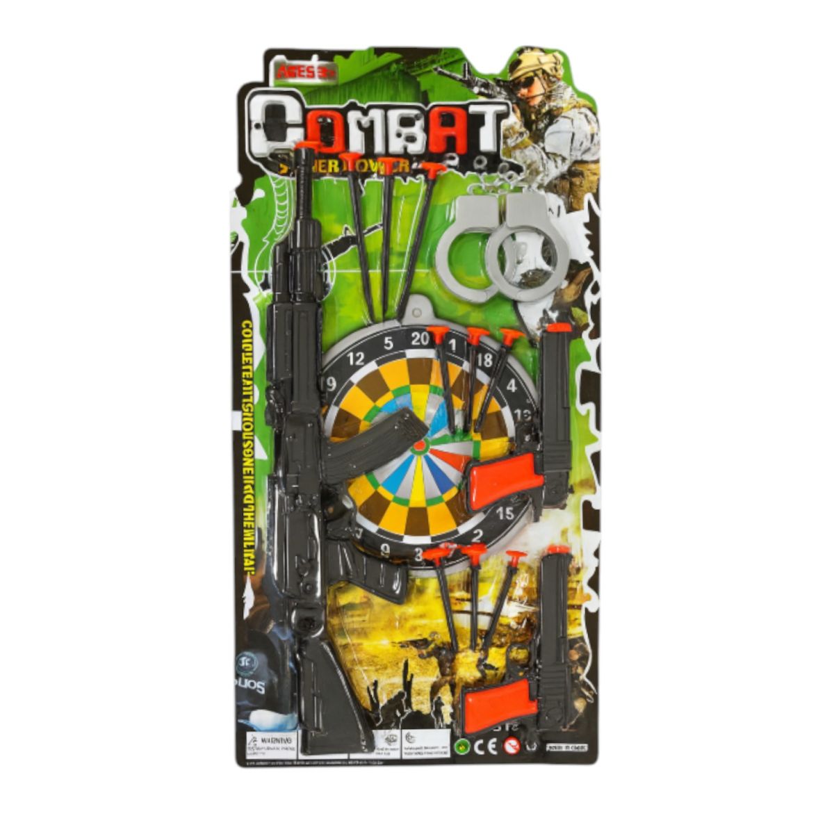 Pușcă de Jucărie 46cm cu 2 Pistoale 15cm, Țintă Dart, Cătușe și Săgeți cu Ventuză Engros