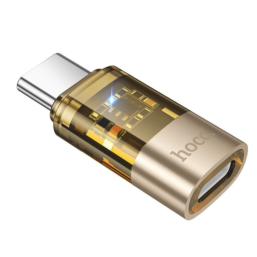 Adaptor USB C La Lightning, Hoco UA36D, Transparent Auriu Engros