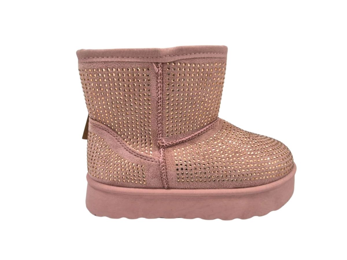 Cizme Fete tip UGG, imblanite, Materal tip Suede cu Aplicatii Stralucitoare, Talpa Inalta, Inchidere Fermoar, Engross, Marimi 30-35, 8buc/bax