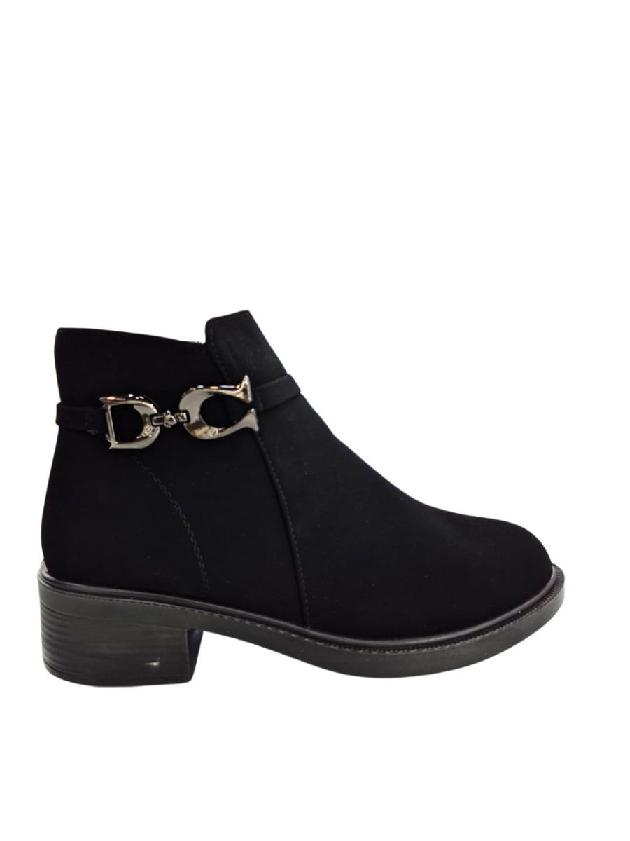 Ghete Dama, Interior Captusit, Accesoriu Argintiu, Inchidere Fermoar, Talpa cu Toc, Engross, Marimi 36-41, 8buc/bax