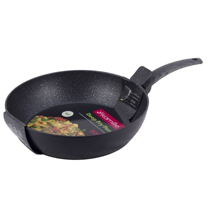 Tigaie Wok Kamille 32 cm – Aluminiu, Antiaderentă, Neagră Engros