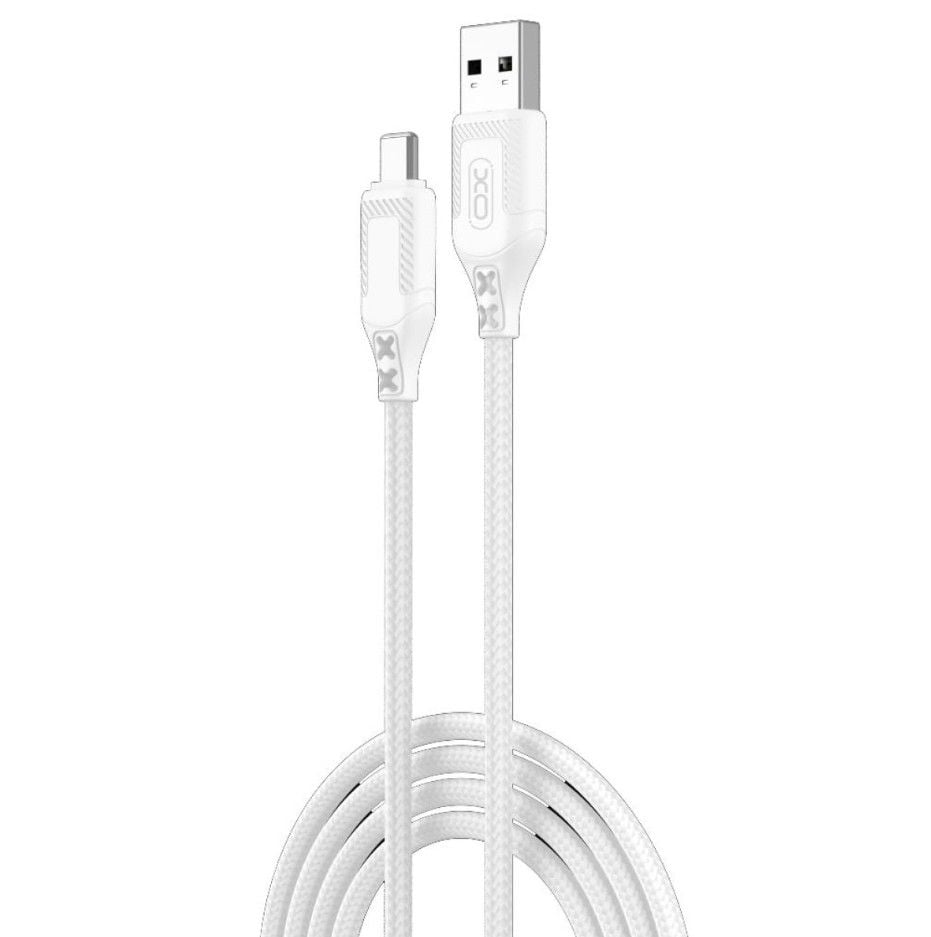 Cablu USB-C la USB-A, Xo NB235, Încărcare Rapidă 2.4A, 1m, Textil Impletit, Alb Engros