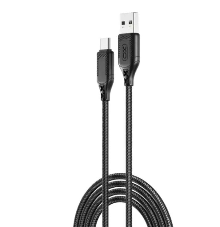 Cablu USB-C la USB-A, Xo NB235, Încărcare Rapidă 2.4A, 1m, Textil Impletit, Negru Engros