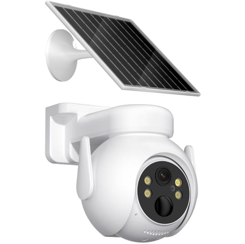 Camera Supraveghere XO-CR10, Panou solar, Nightvision, Capacitate 7800mAh, Alb Engros