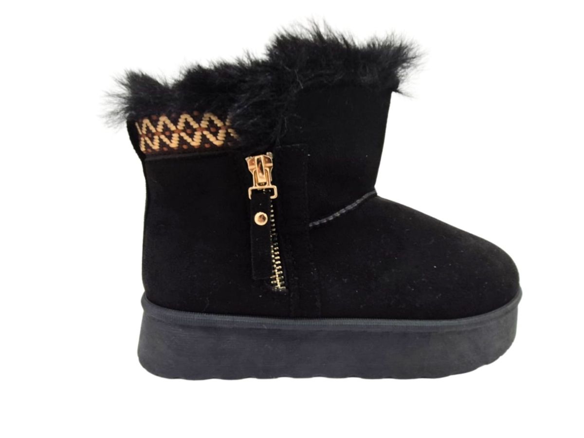 Cizme Fete tip Ugg, Imblanite, Inchidere Fermoar, Design Modern, Talpa Inalta, Engross, Marimi 30-36, 8buc/bax negru