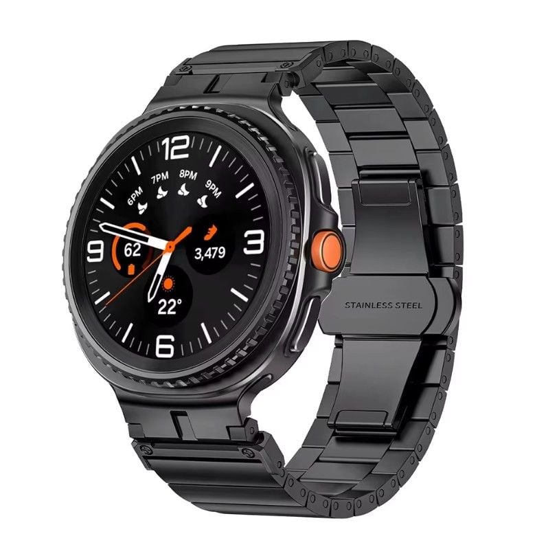 Curea Elegance pentru Samsung Galaxy Watch 8 / Watch 8 Classic, Zale metalice, Negru Engros