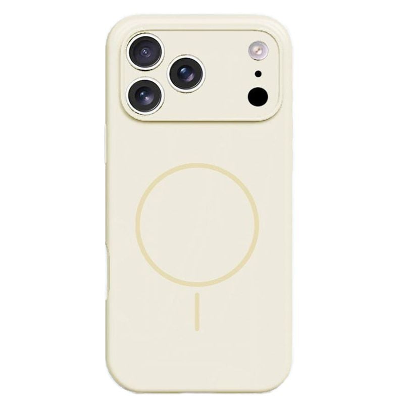 Husa Antishock Magsafe pentru iPhone 17 Pro Max, Protectie camera, Silicon, Crem Engros