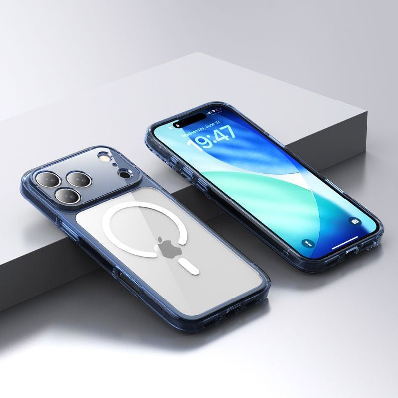 Husa Cam Protection Magsafe pentru iPhone 17 Pro Max, Protectie camera, Antisoc, Albastru Engros