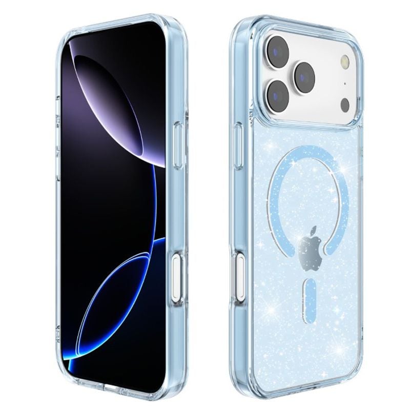 Husa Glitter MagSafe cu Sclipici integrat pentru iPhone 17 Pro Max, Protectie antisoc, Albastru Engros