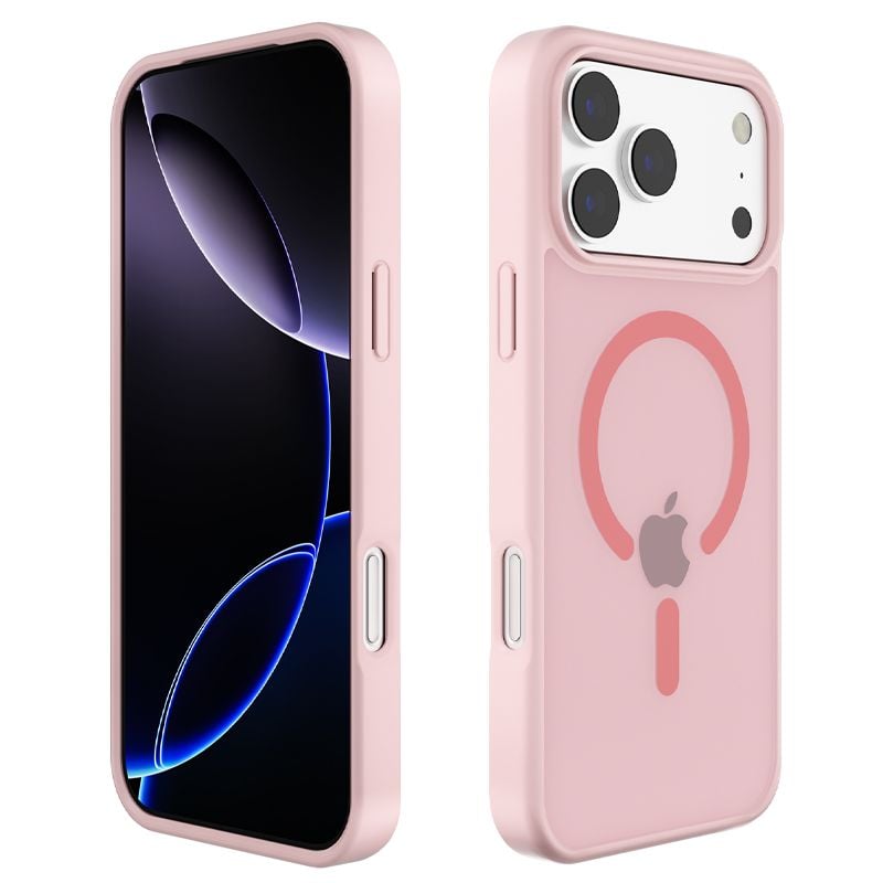 Husa Matte Antishock cu MagSafe pentru iPhone 17 Pro, Spate mat, Roz Engros