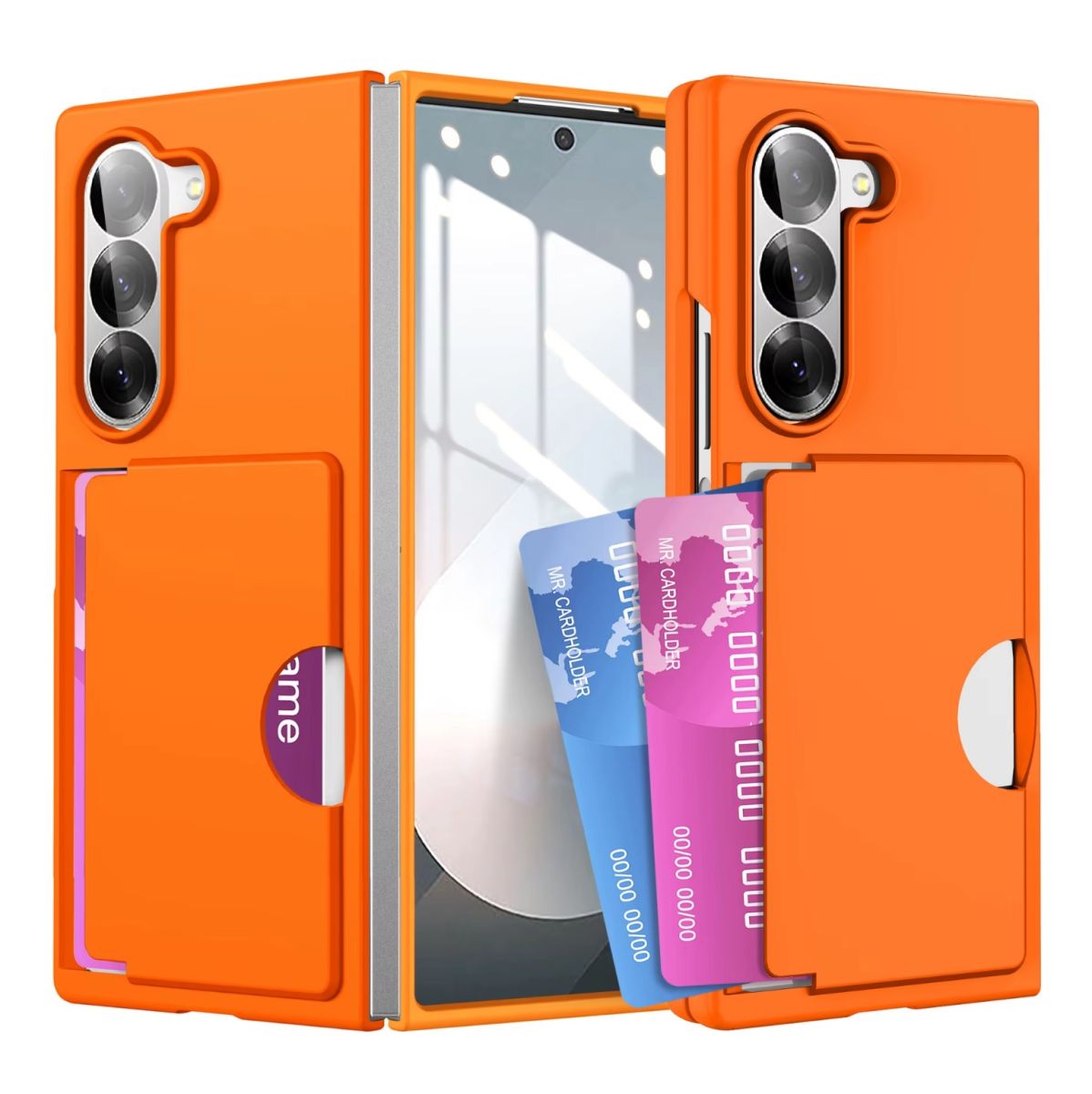 Husa Premium cu Slot Card pentru Samsung Galaxy Z Fold 7, Protectie si Functionalitate Discreta, Portocaliu Engros