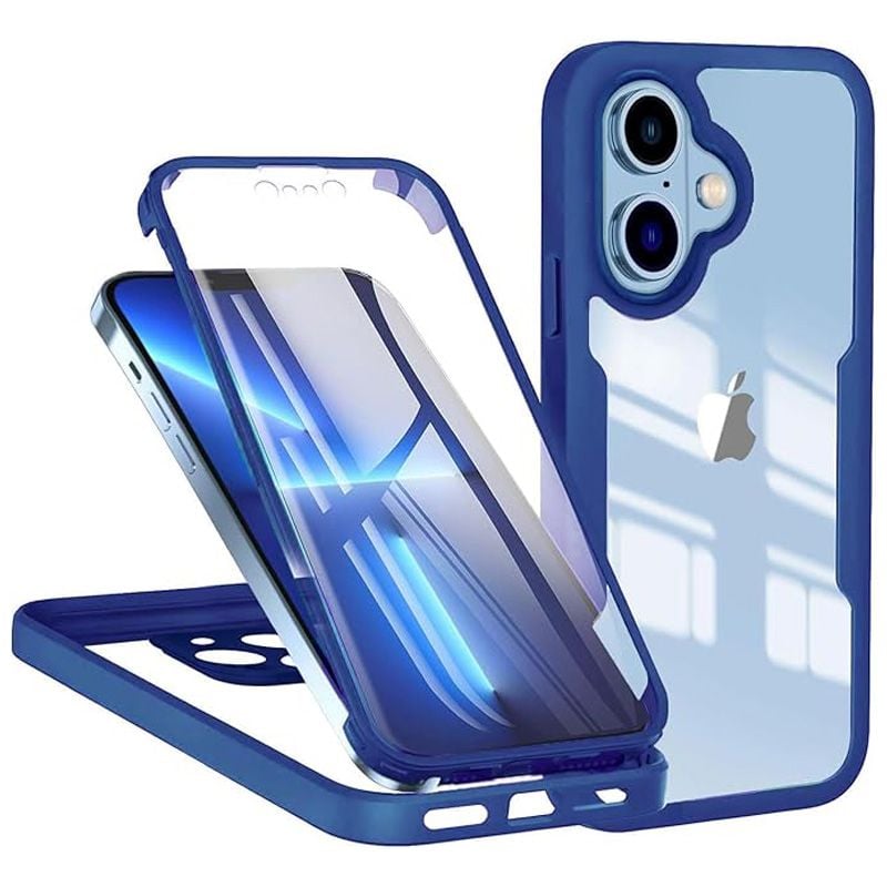 Husa de protectie Full body 360 pentru iPhone 17, Fata + Spate, Albastru Engros - 0 | YEO