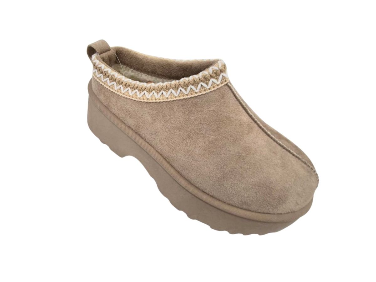 Pantof Dama Casual , Tip Sabot Iarna, Material tip Suede, Detalii Decorative Cusute, Interior Captusit, Engross, Marimi 36-41, 8buc/bax bej