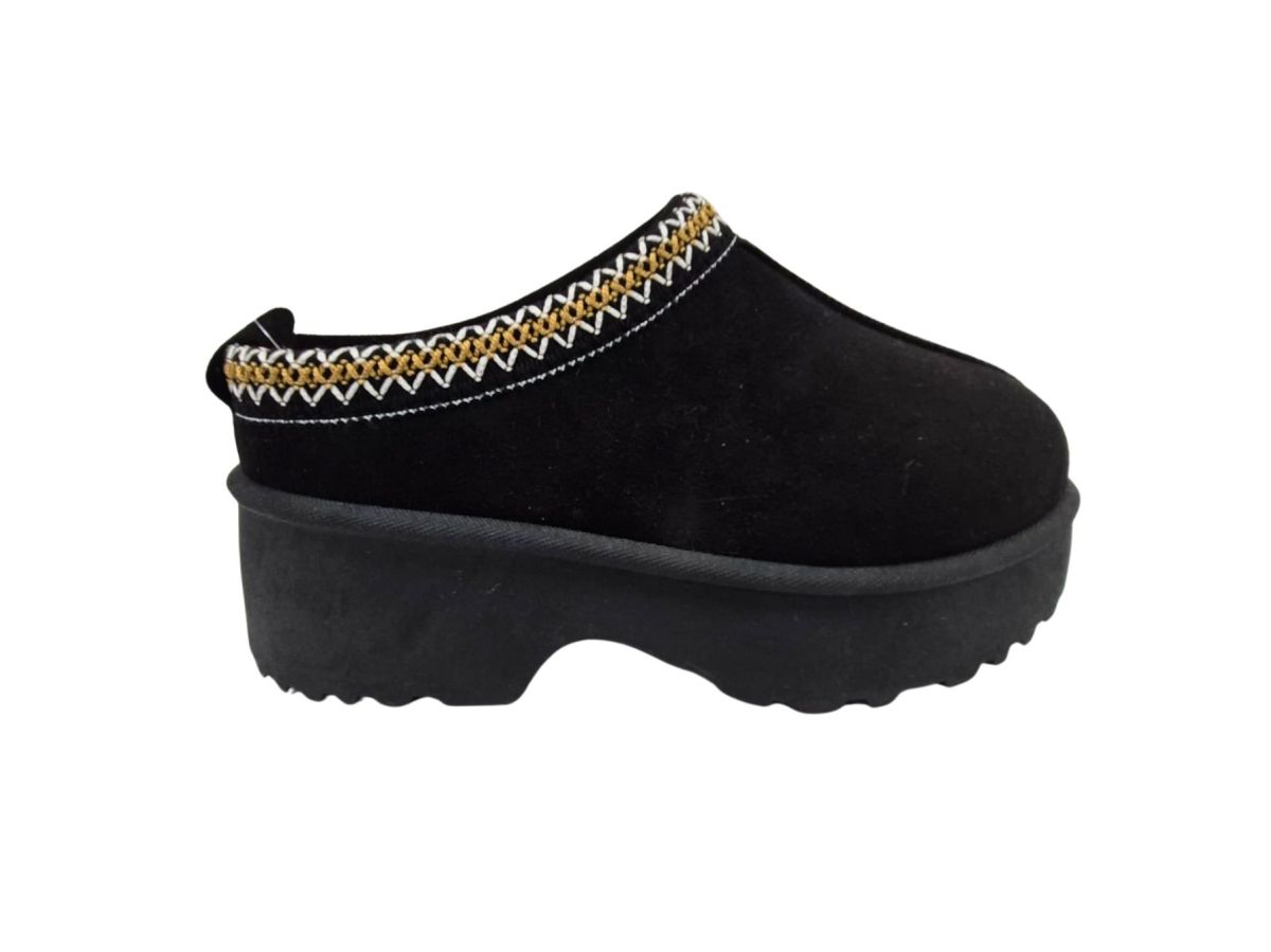 Pantof Dama Casual , Tip Sabot Iarna, Material tip Suede, Detalii Decorative Cusute, Interior Captusit, Engross, Marimi 36-41, 8buc/bax negru