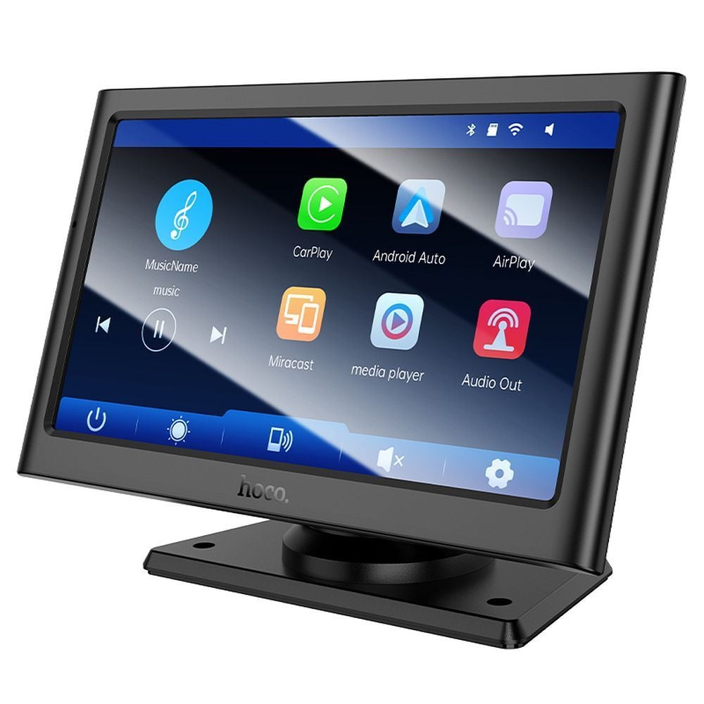 Ecran Auto Wireless pentru Mirroring, CarPlay/Android Auto, Hoco HU2, IPS 7, Negru Engros