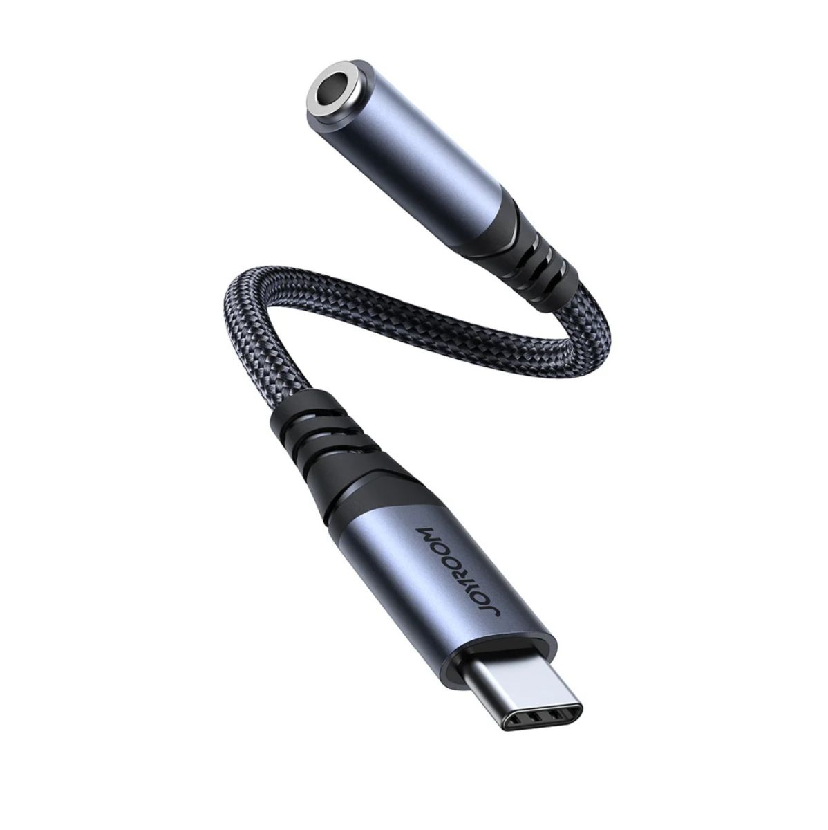 Adaptor Audio Joyroom SY‑C01, USB‑C la jack 3.5 mm, Carcasă Aluminiu & Cablu Textil – Negru Engros