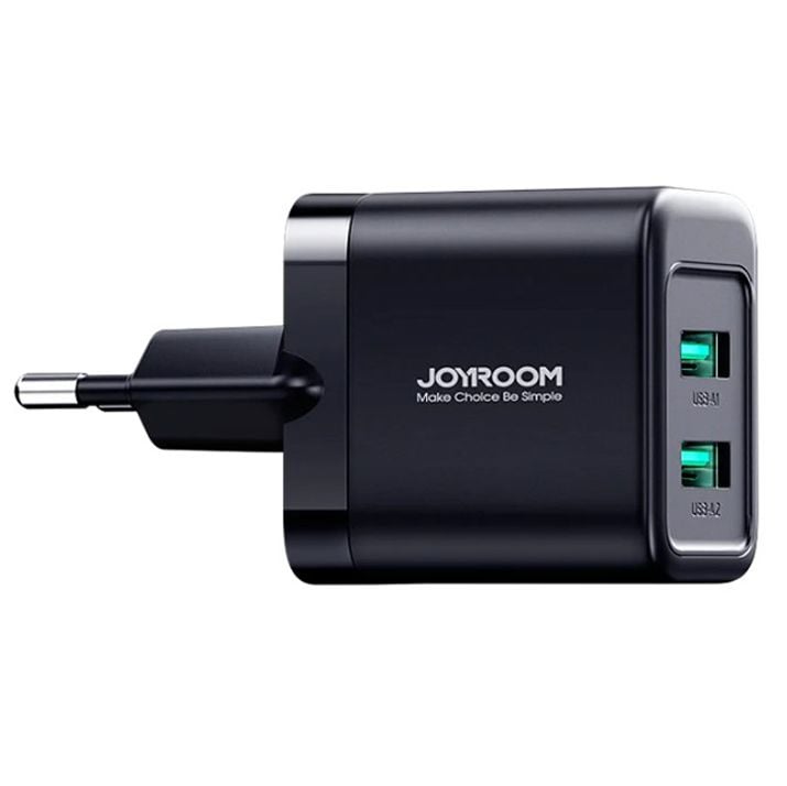 Incarcator de Priza Joyroom, Auto, 2 x USB, Incarcare rapida 2.4A, JR-TCN01, Negru Engros