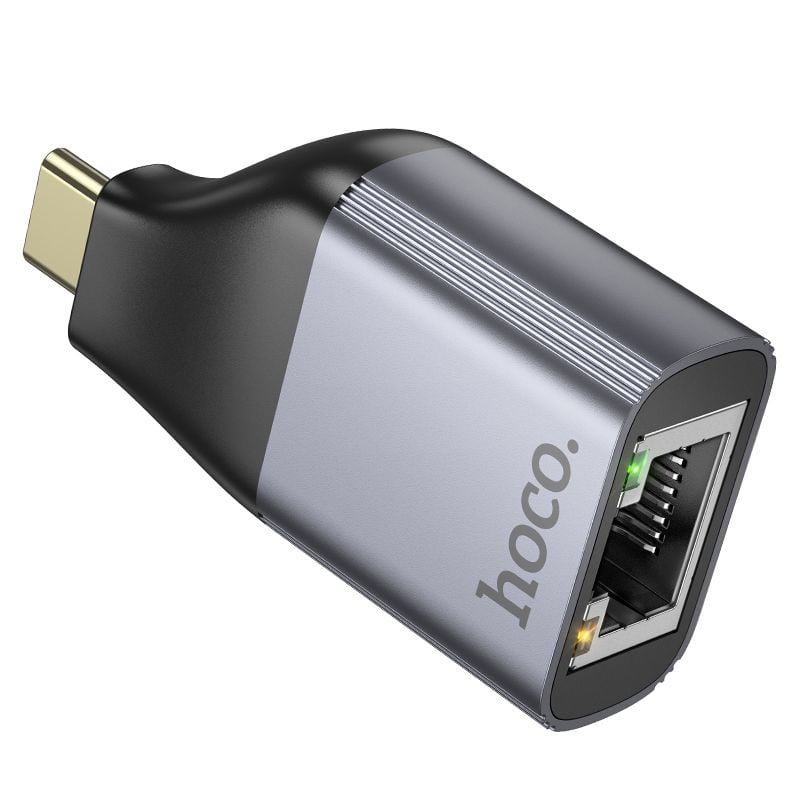 Adaptor Ethernet OTG, Type-C la RJ45, Hoco UA35, 100Mbps, Negru Engros