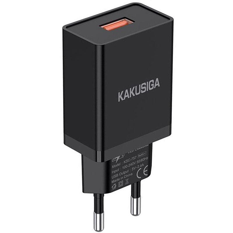 Adaptor KSC-757, Port USB, Incarcare rapida 2.4A, Retea EU, Negru Engros