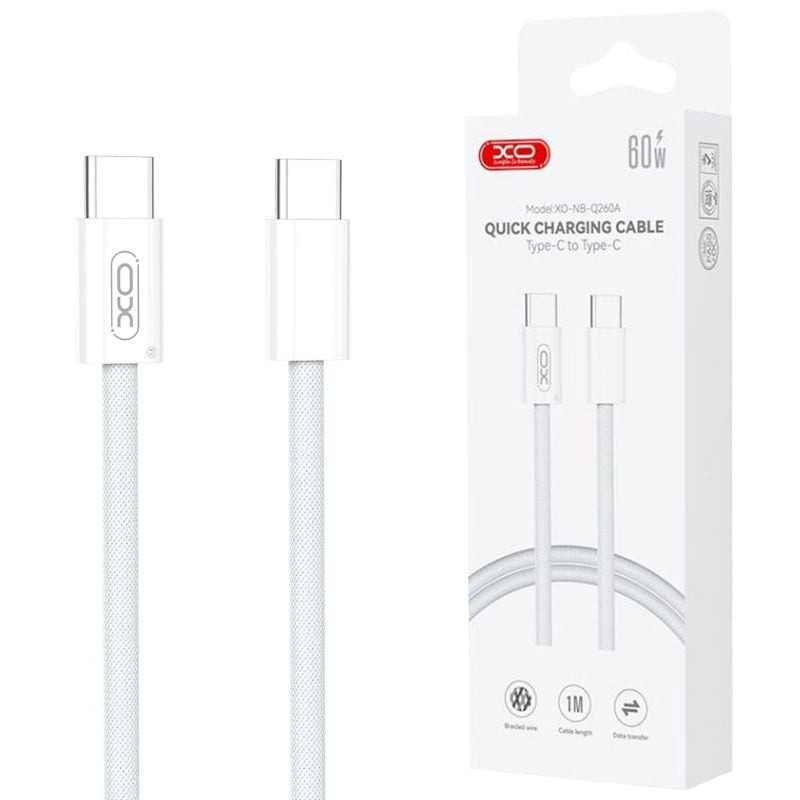 Cablu XO-Q260A, Type-C la Type-C, 1M, pentru iPhone 15/16 si Android, Transfer date, Incarcare rapida 60W, Alb Engros