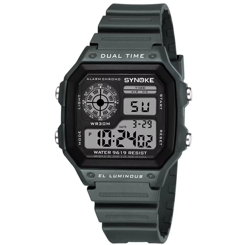 Ceas Electronic pentru Activitati Sportive, Digital, Rezistent Apa, Curea Flexibila, Gri Engros
