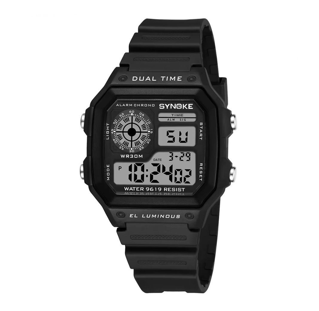 Ceas Electronic pentru Activitati Sportive, Digital, Rezistent Apa, Curea Flexibila, Negru Engros