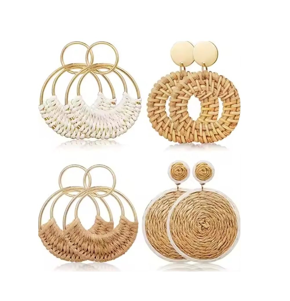 Cercei Statement, Rotunzi, Usori, Boho Chic, 4 Perechi, Accesorii Vara Engros