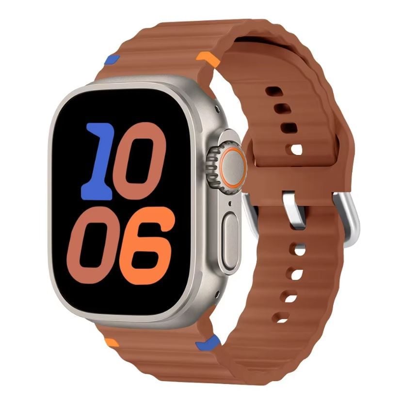 Curea Ocean Wave Ajustabila pentru Apple Watch, Silicon, Sport, Maro - 44/45/46/49 mm Engros