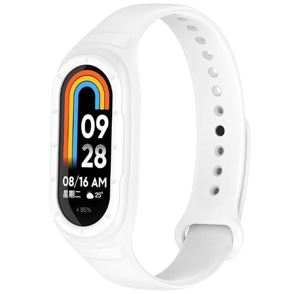 Curea Sport pentru Xiaomi Mi Band 8 / Band 9, Ajustabila cu buton, Silicon, Alb Engros
