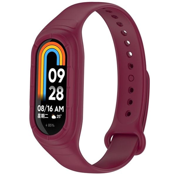 Curea Sport pentru Xiaomi Mi Band 8 / Band 9, Ajustabila cu buton, Silicon, Visiniu Engros