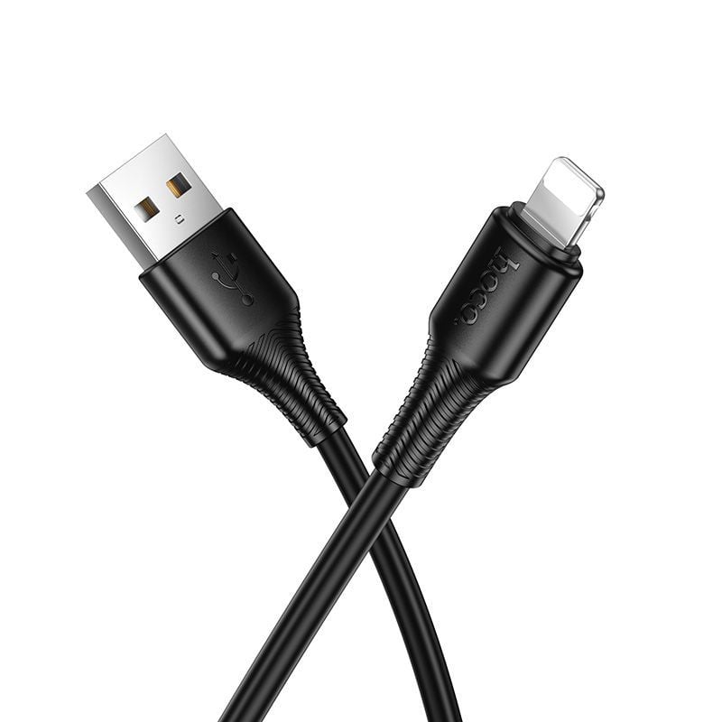 Cablu USB-A la Lightning Hoco 2.4A, 1m, Negru Engros