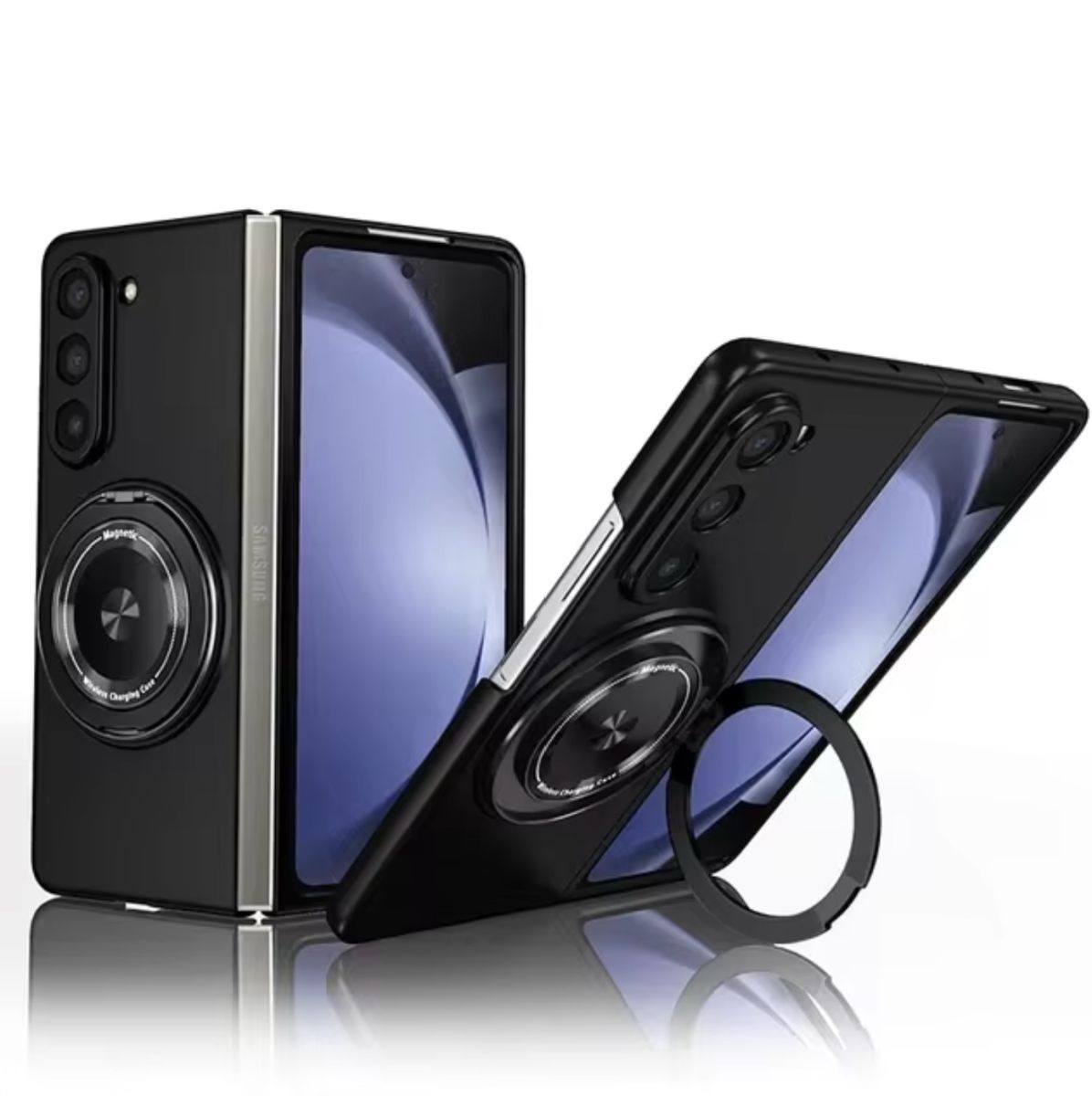 Husa MagSafe cu Inel Rotativ pentru Samsung Galaxy Z Fold7, Incarcare Wireless, Negru Engros