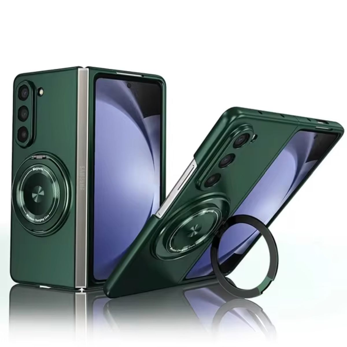 Husa MagSafe cu Inel Rotativ pentru Samsung Z Fold7, Incarcare Wireless, Verde Engros