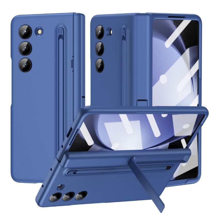 Husa cu Suport si Pix Stylus pentru Samsung Galaxy Z Fold7, Antisoc, Albastru Engros
