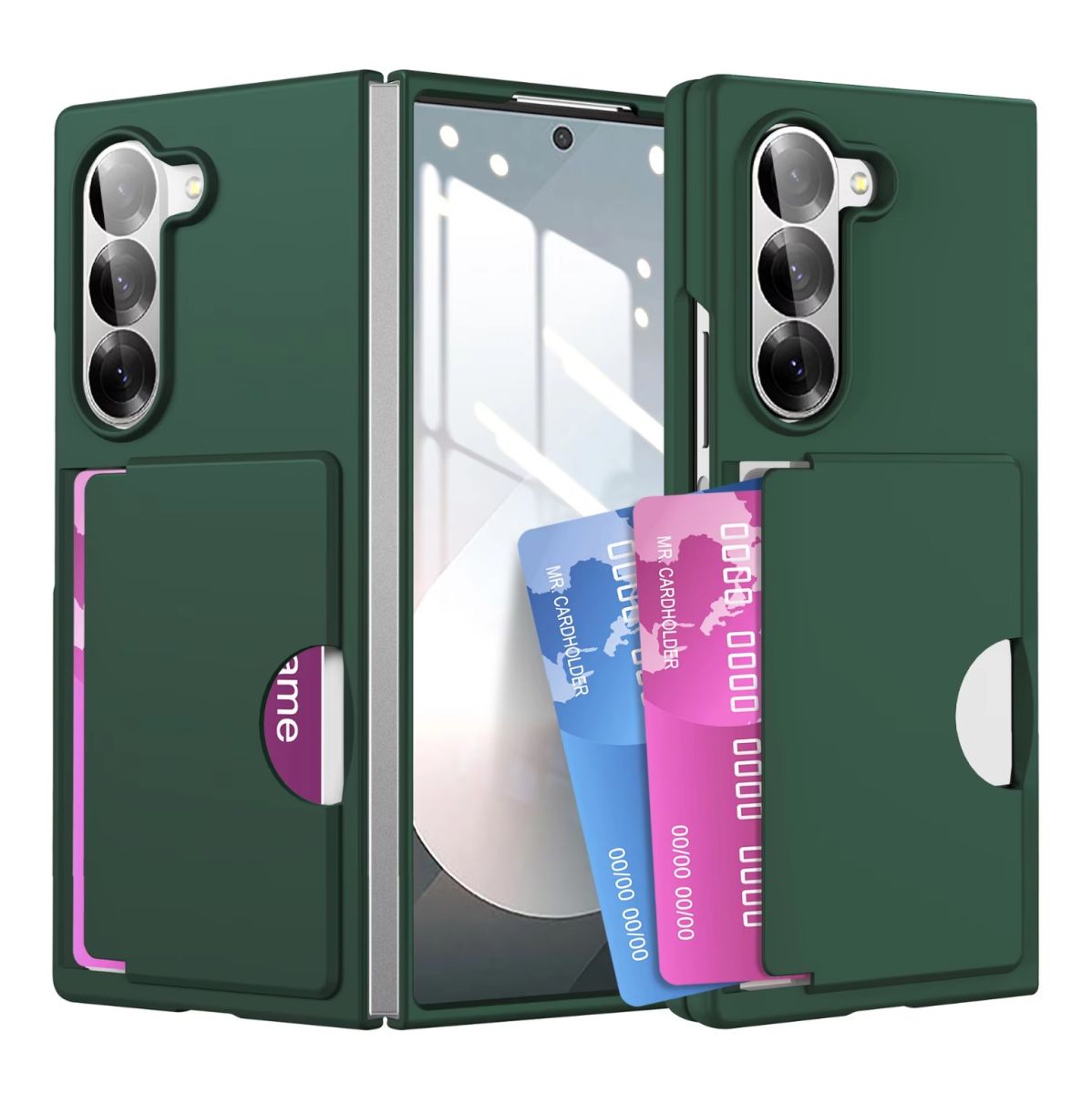 Husa Premium cu Slot Card pentru Samsung Galaxy Z Fold 6, Protectie si Functionalitate Discreta, Verde Engros