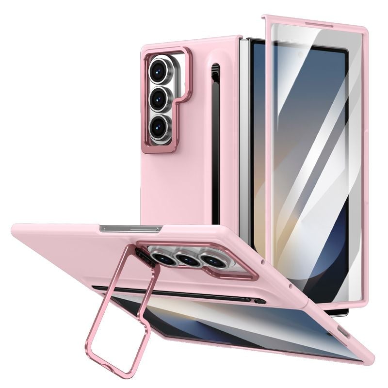 Husa Protectie camera cu Suport Pix+Folie pentru Samsung Z Fold7, Antisoc, Roz Engros