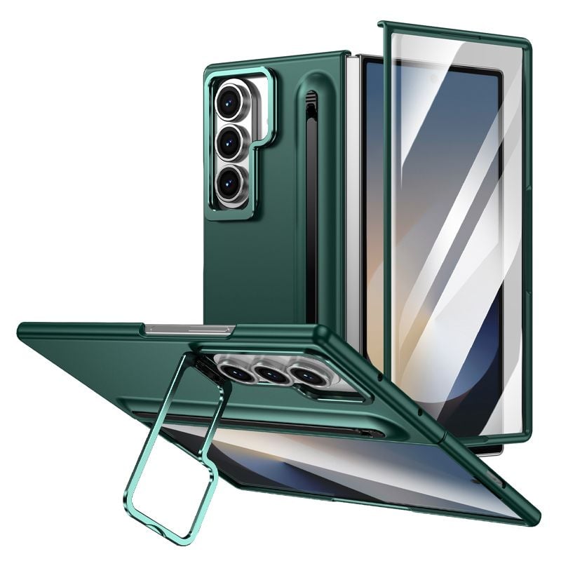 Husa Protectie camera cu Suport Pix+Folie pentru Samsung Z Fold7, Antisoc, Verde Engros