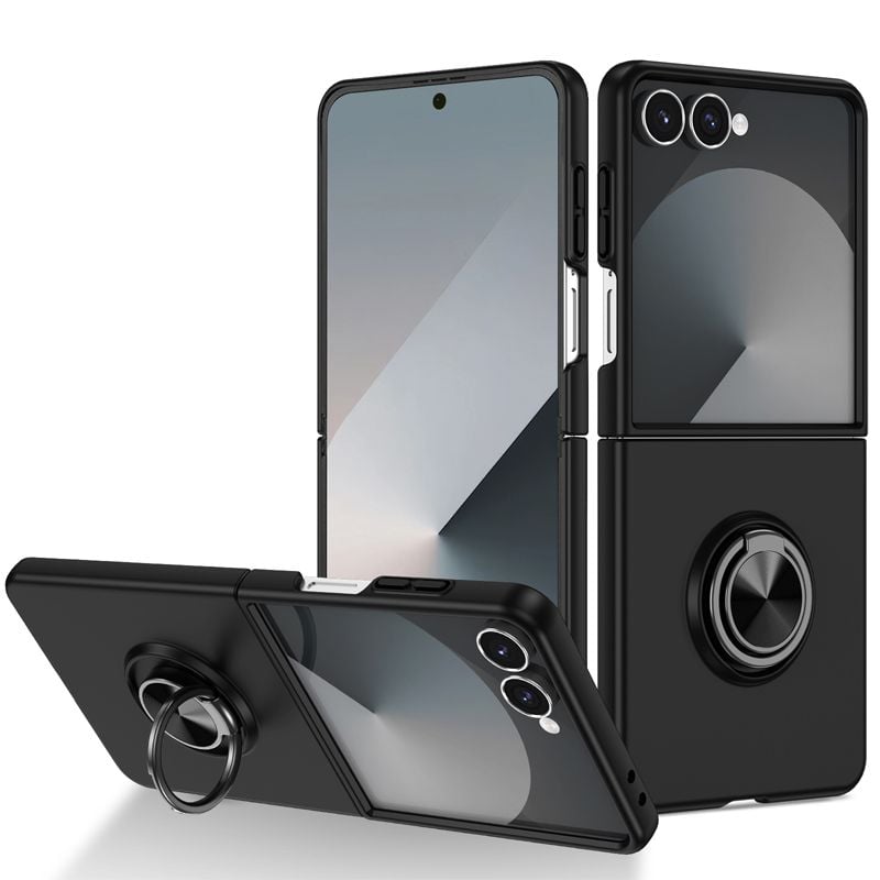 Husa cu Inel Rotativ metalic pentru Samsung  Z Flip7, Protectie antisoc, Negru Engros